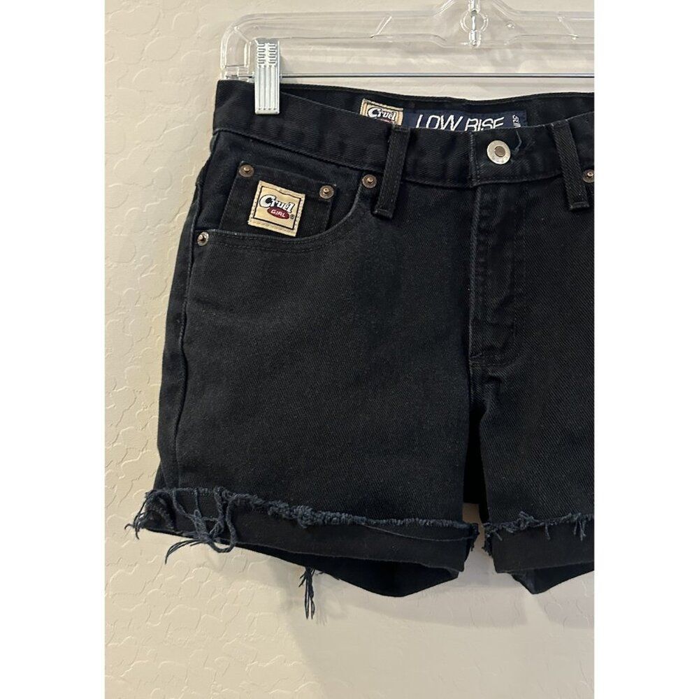 Cruel Girl Y2K Low Rise Slim Shorts Black Size 1 2000’s 90’s Low Rise Cuffed‎ - Picture 3 of 7